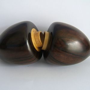 threaded Asian stripe ebony box/open