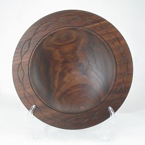 Walnut platter with rose engine decoration