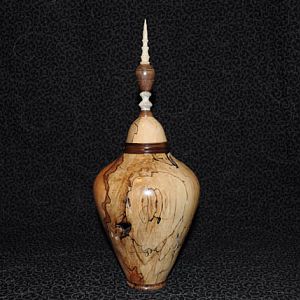 Maple, Walnut, and Deer Antler Lidded Bowl