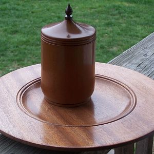 Mahogany Jewelry Box and Large Platter