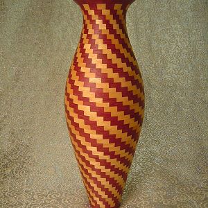 Purpleheart and yellowheart vase.