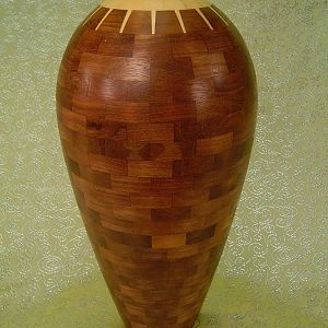 walnut and holly vase.