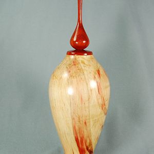 spalted Box Elder hollow vessel with Padauk finial
