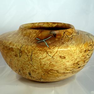 Spalted Maple Pot With Turquoise