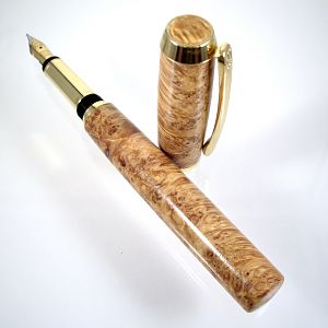 Gold Box Elder Burl Baron Fountain Pen