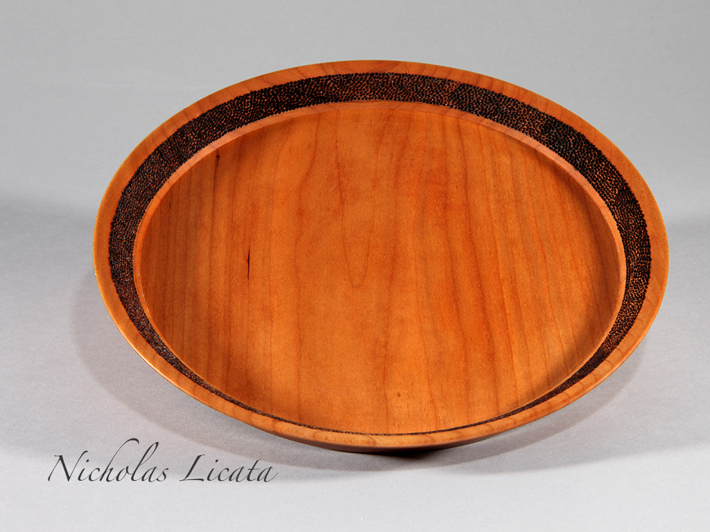 12.5" Cherry Serving Tray with pyrography (front)