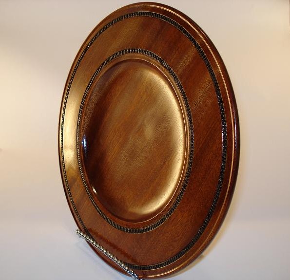 13-1/2" Sapele Platter with burnt textured bands - SOLD!