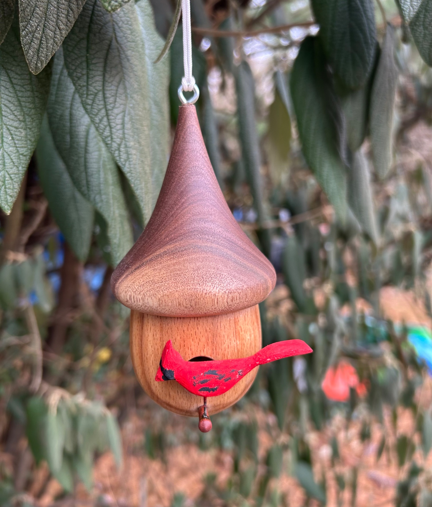 A little turned and carved ornament for my son and daughter-in-law