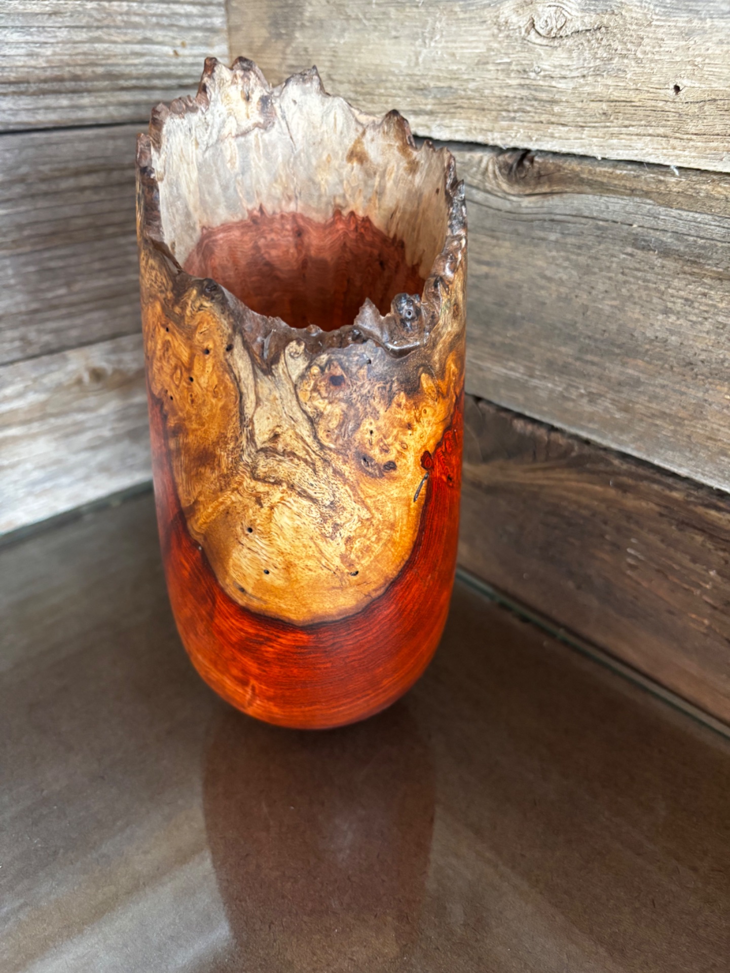 After a 25 year sabbatical from turning, this is my 3rd piece, and my first hollow form.  Like riding a bike!