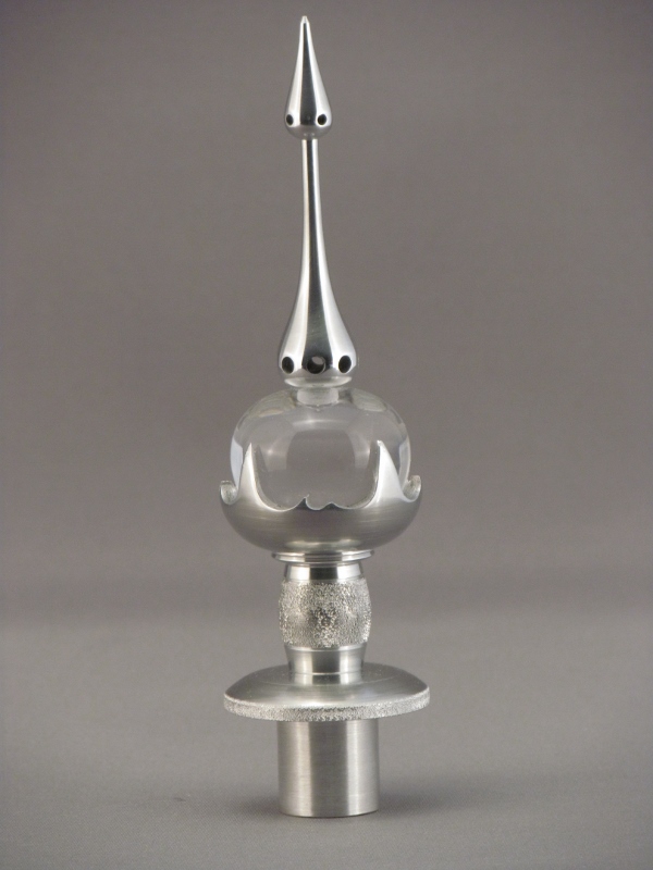 Aluminum finial with acrylic