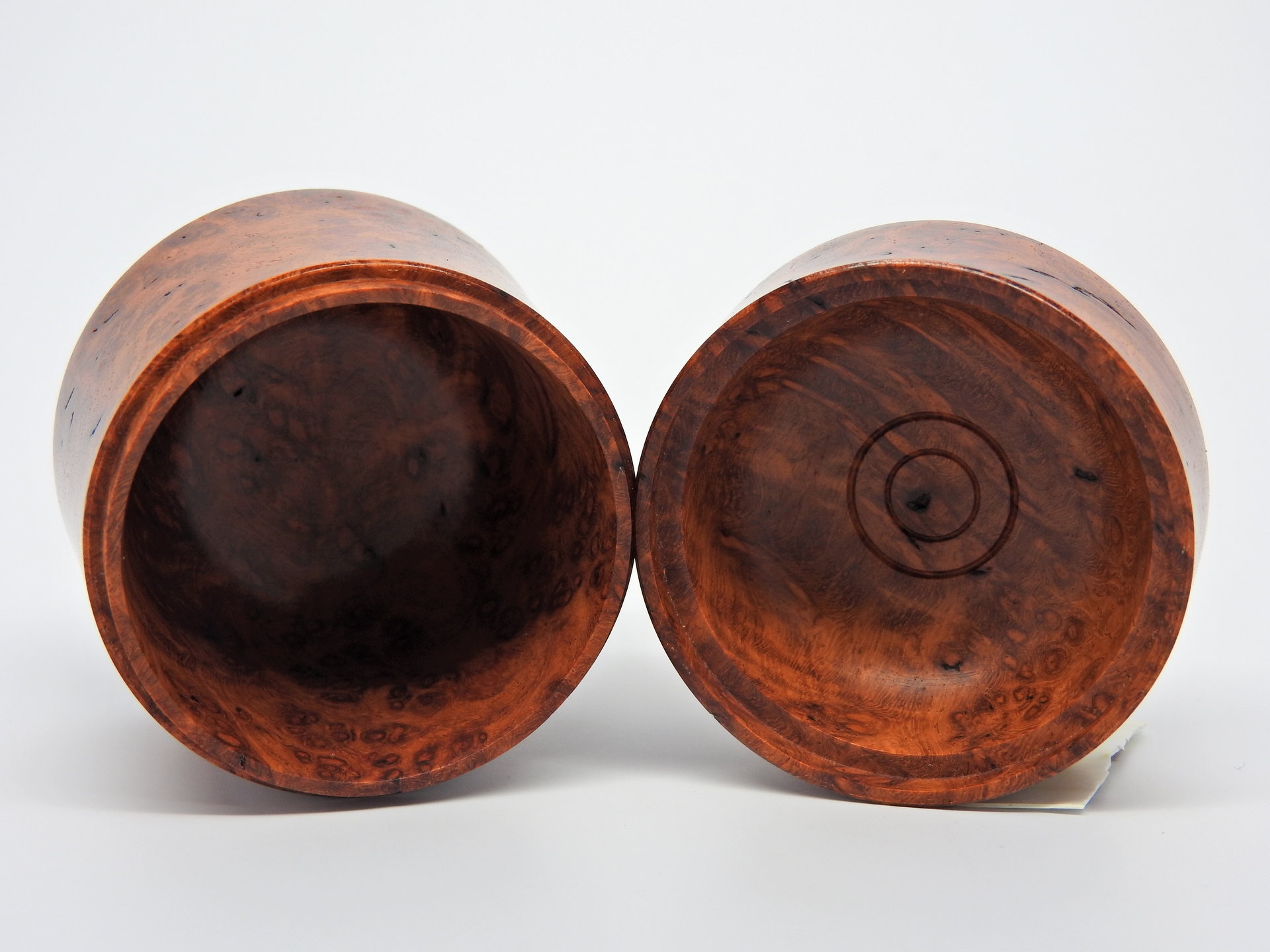 Amboyna Burl Lidded Box Inside View