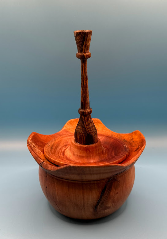 Apple box and lid with Zebra wood finial