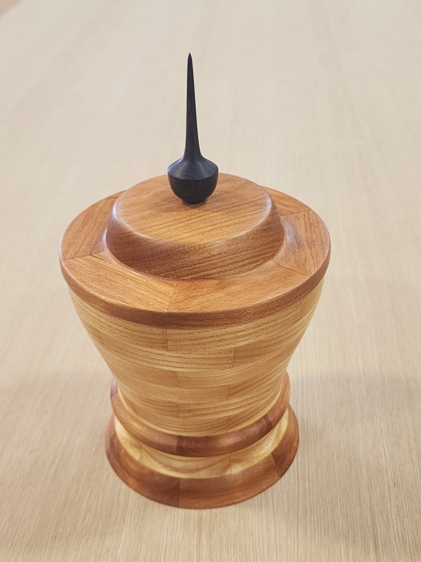 Ash and Cherry urn with Morado finial
