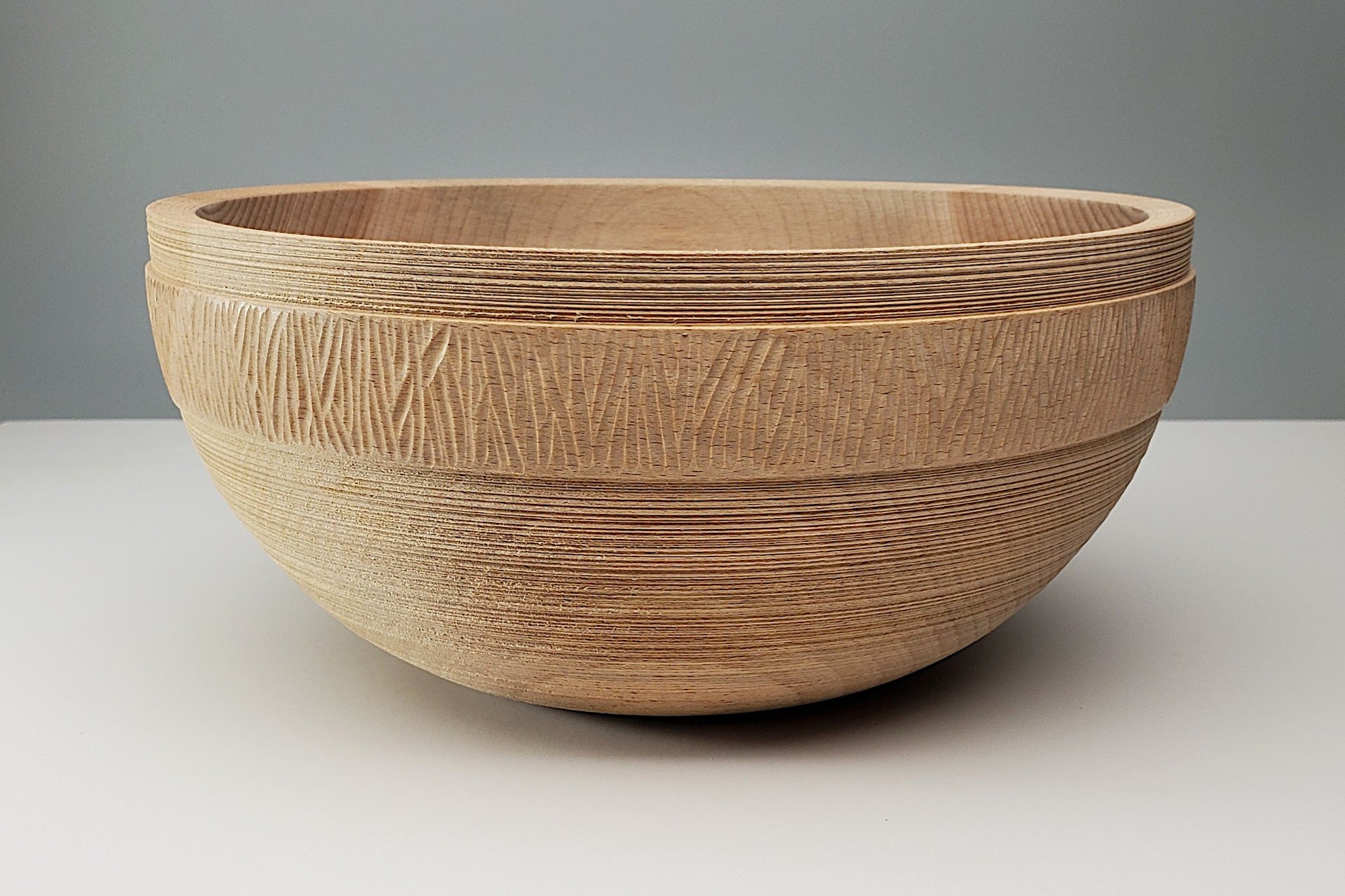 Beech Bowl textured and carved
