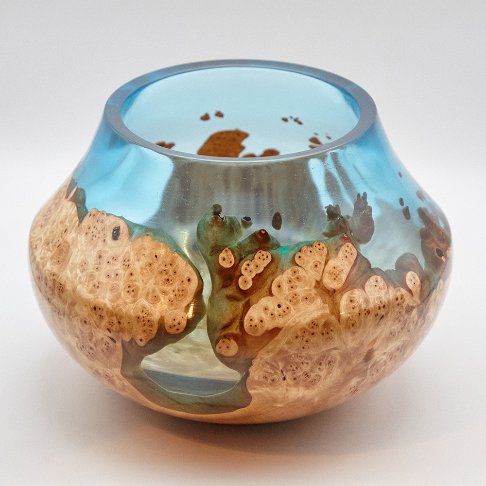 Birch burl bowl with epoxy resin