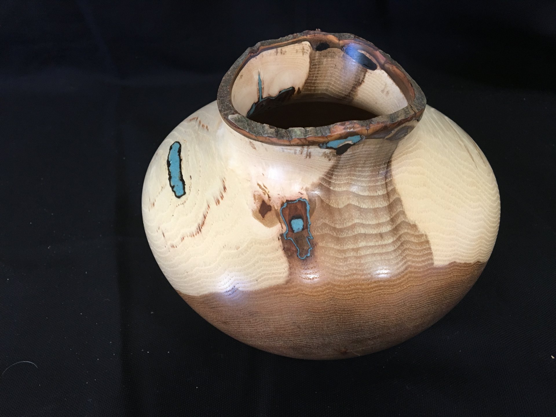 Bitternut hickory with turquoise inlay