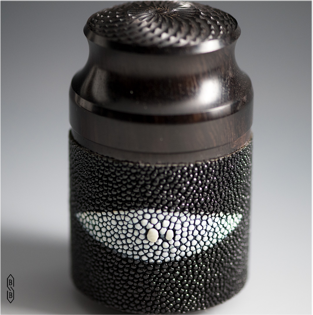 Blackwood & Shagreen Box with Ornamental Turning