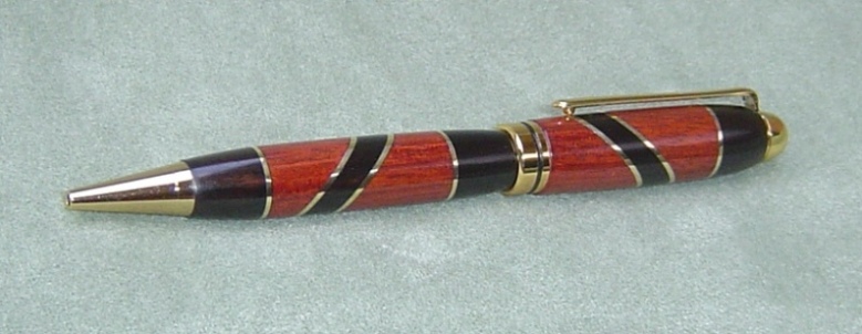 Bloodwood, Ebony, and Brass Designer pen