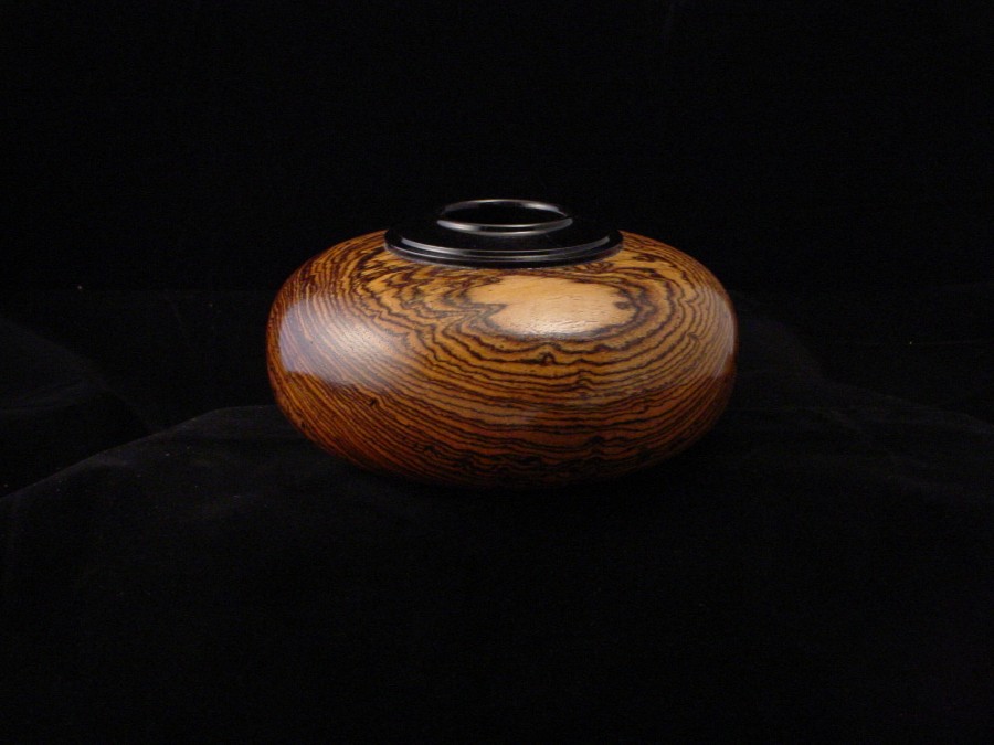 Bocote Hollow Form with Segmented Ebony Collar