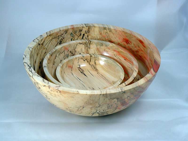Bowls, spalted boxelder, set of 3