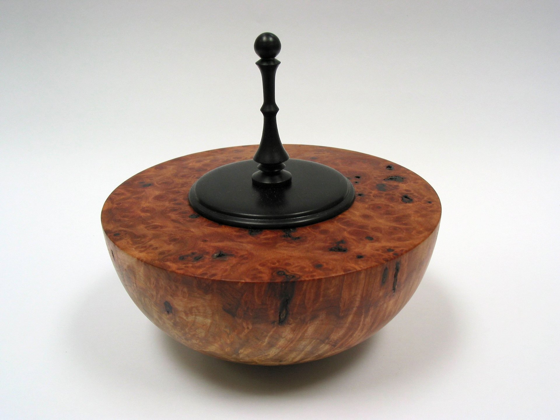 Box, amboina burl with final of ebony