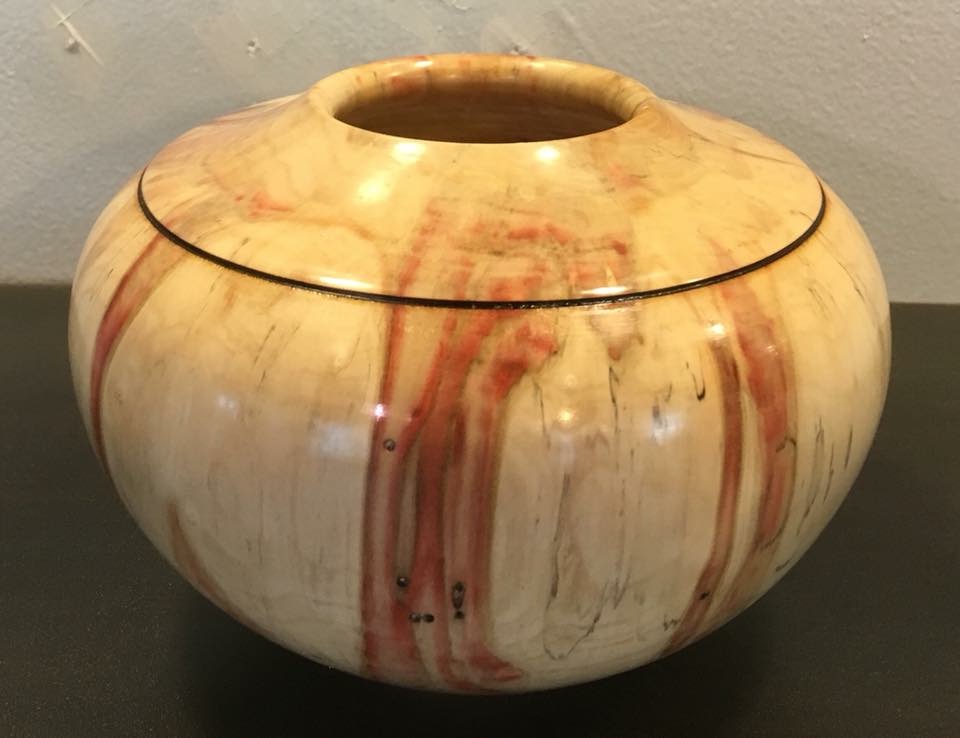 Box elder hollow form with pinstripe