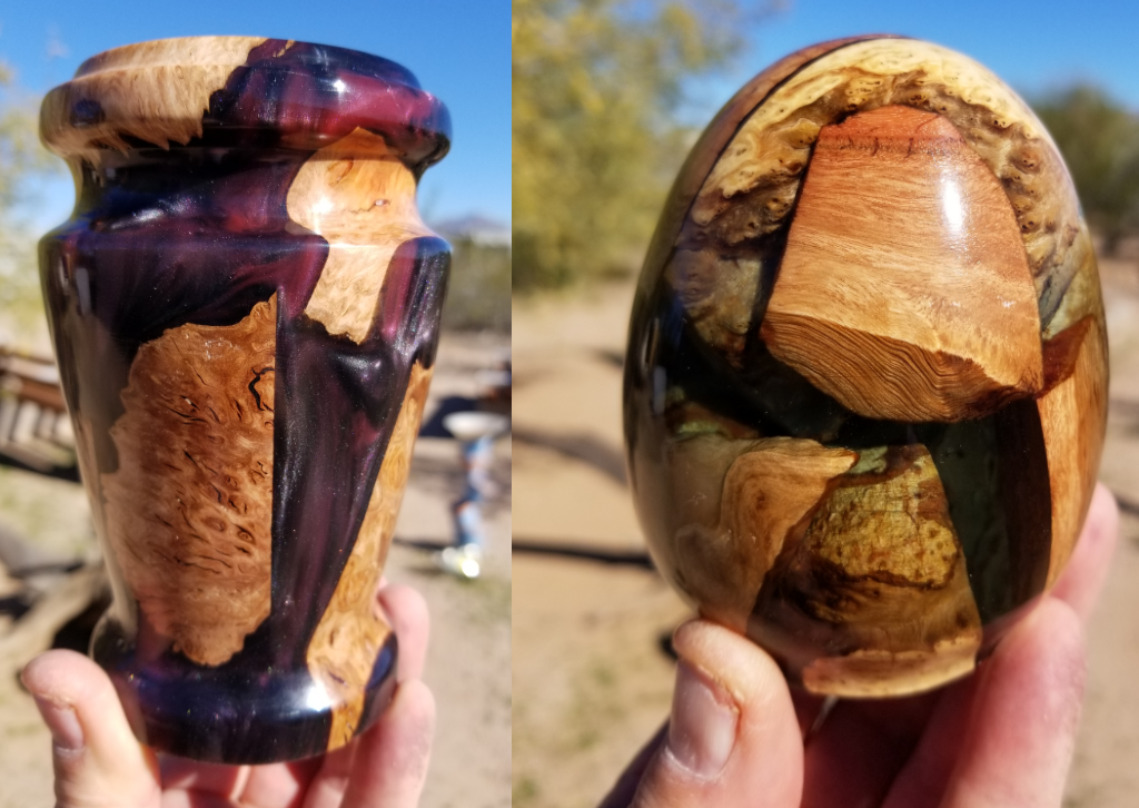 Burl cap castoffs in resin