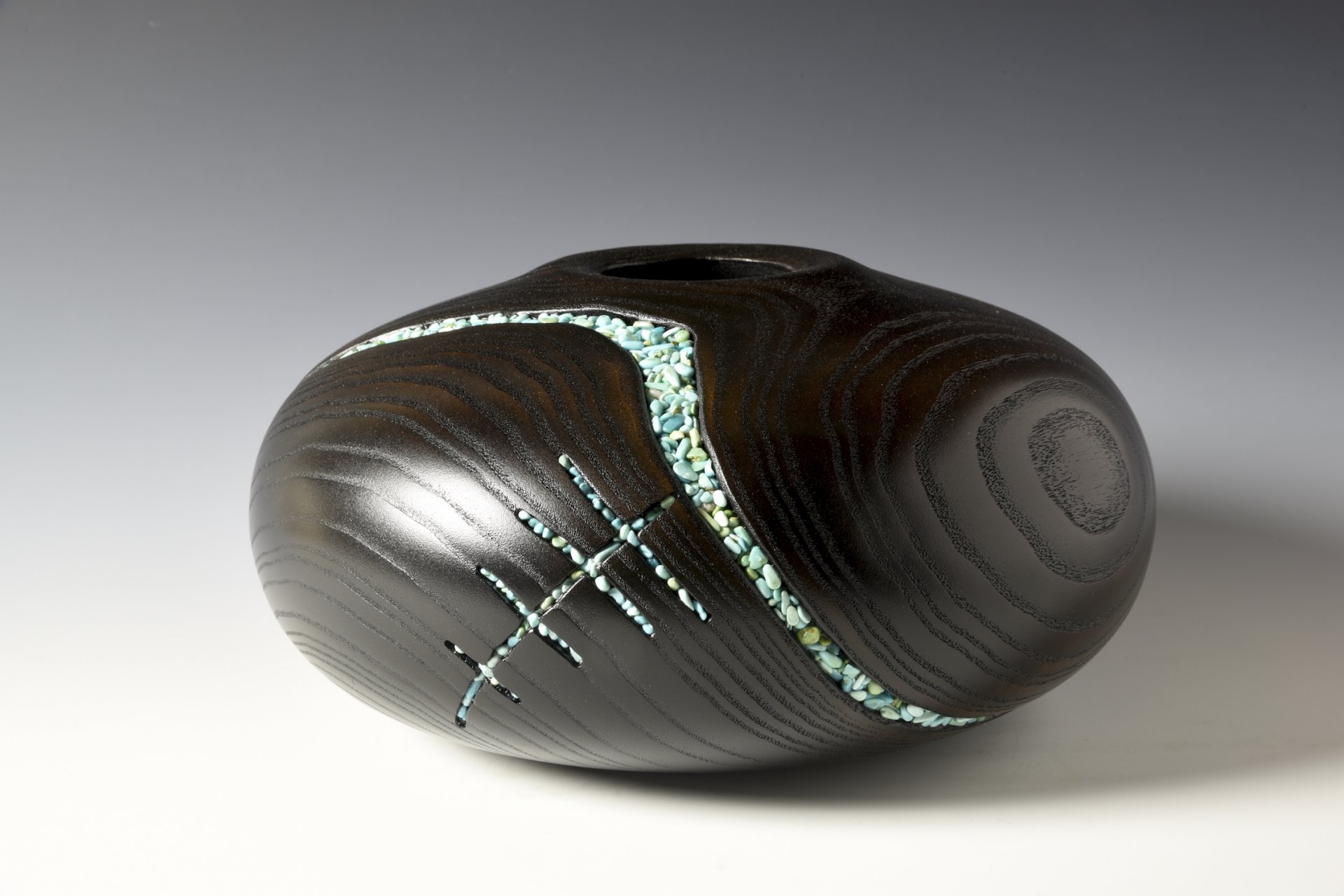 Burnt Ash with Turquoise