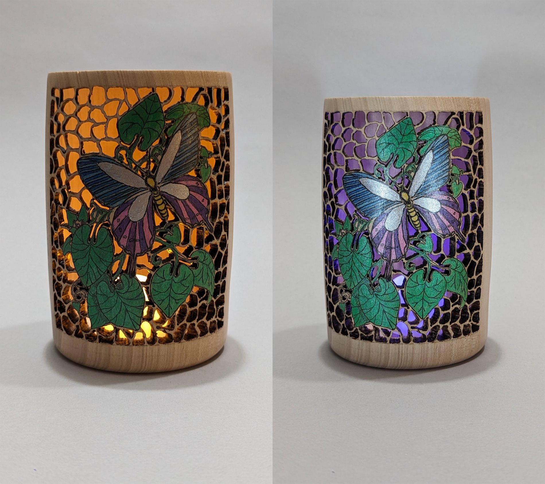 Butterfly Luminary - two views