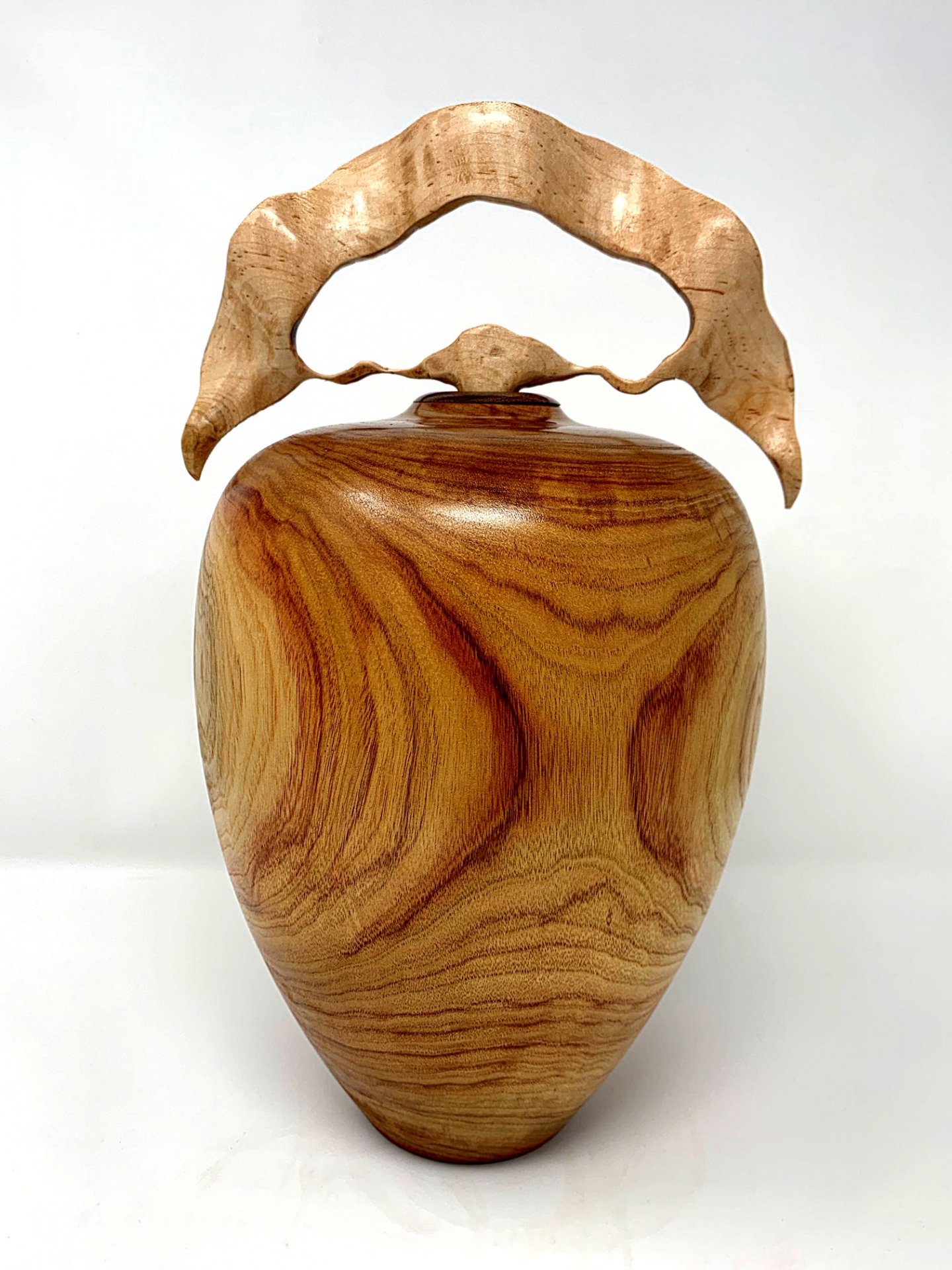 CAMPHOR HOLLOW FORM (11 X 7.5) WITH HAND CARVED MAPLE FINIAL