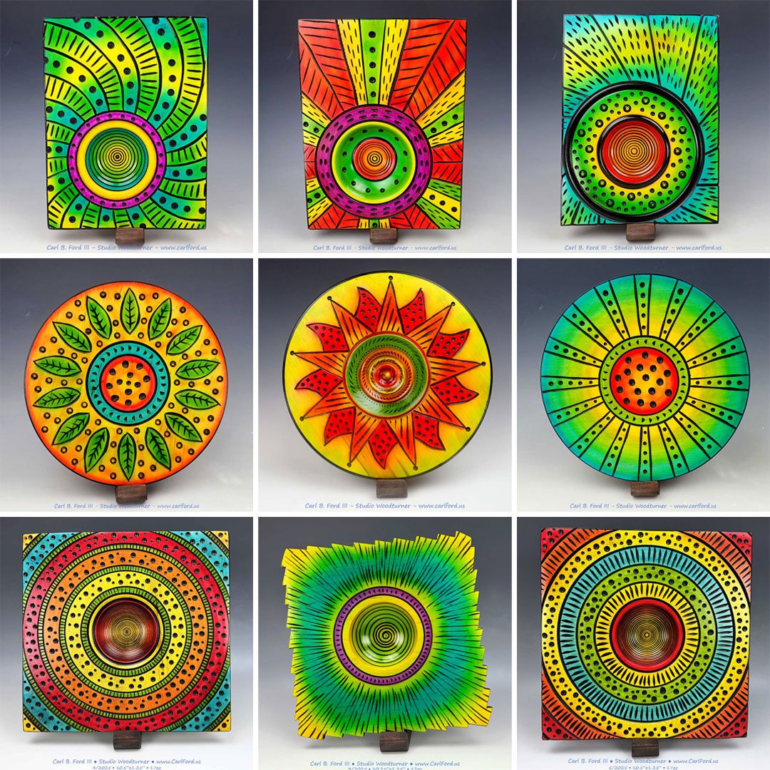 Carl's Wacky World of Color, 7/2025, Turned Maple Wood, Handmade Wood Art.