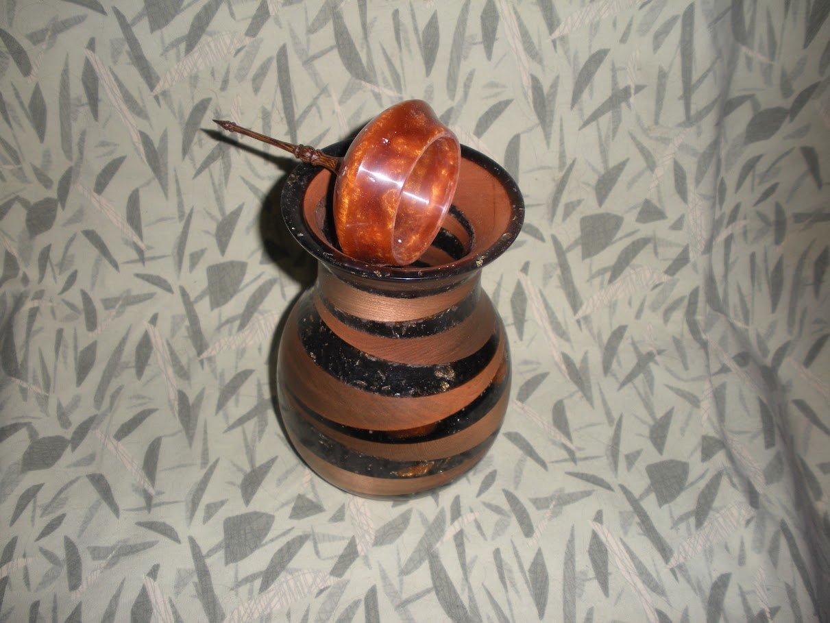 Cherry and epoxy lidded vase