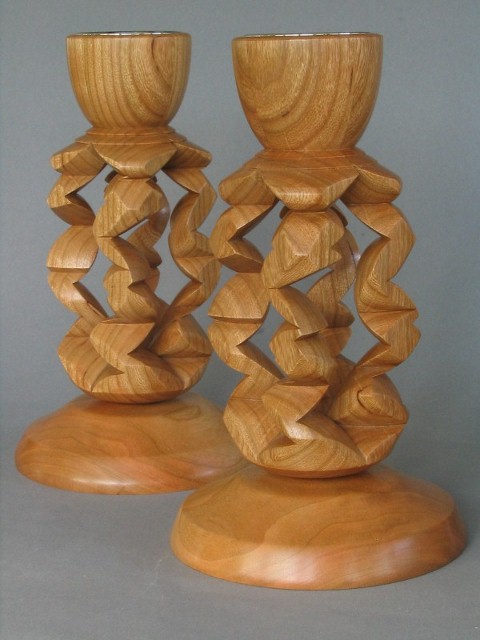 Cherry Candleholders, inside-out,