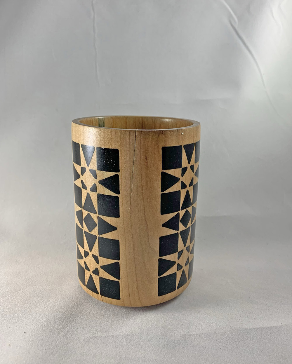 Cherry tumbler with resin inlays