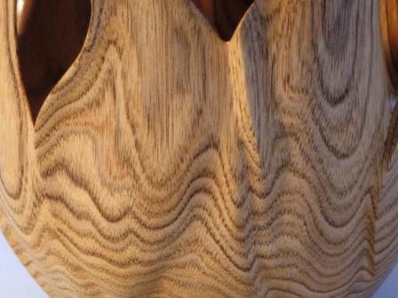 Close-Up Carved Butternut end grain vessel