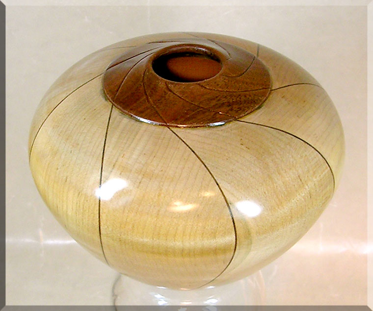 Curly Maple Walnut Triangle Stave Hollow Form 2