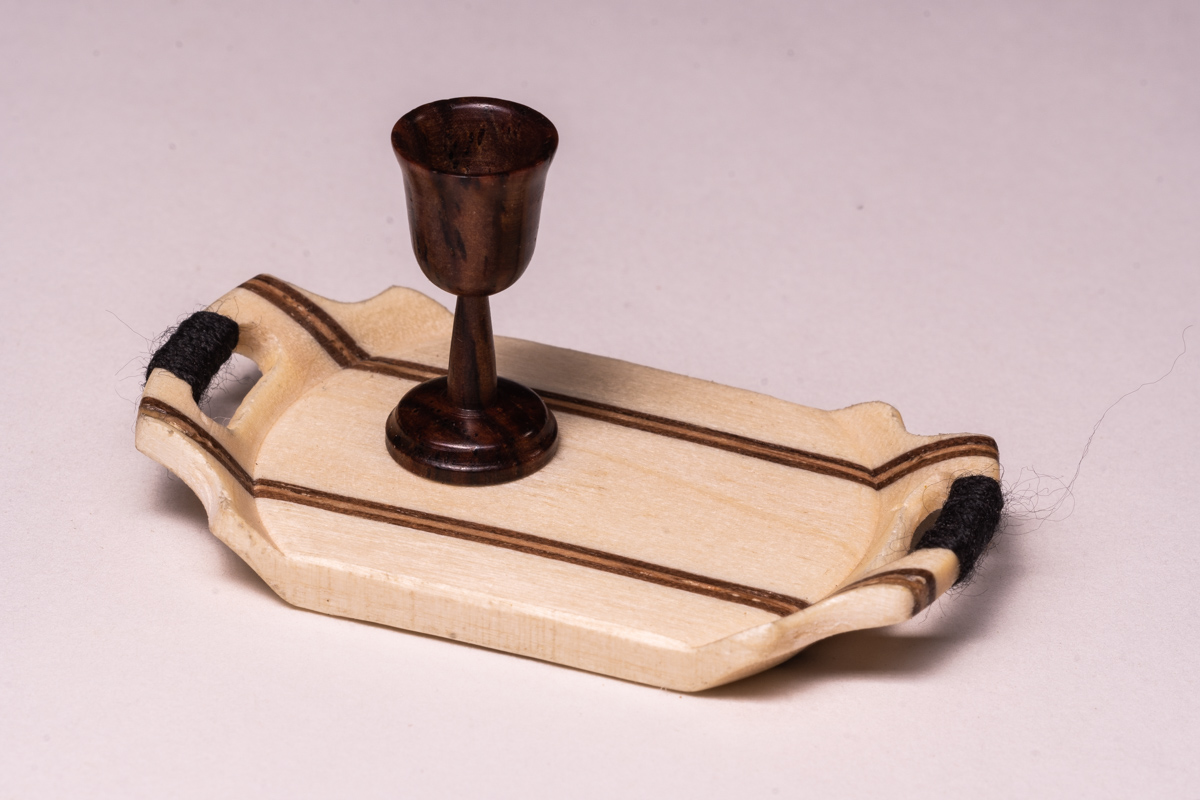 Doll house scale Tray with one of my mini goblets.