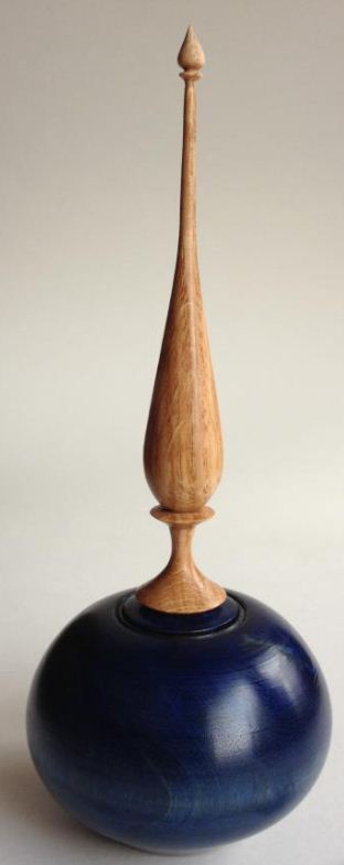 Dyed Found Wood box with Oak Finial