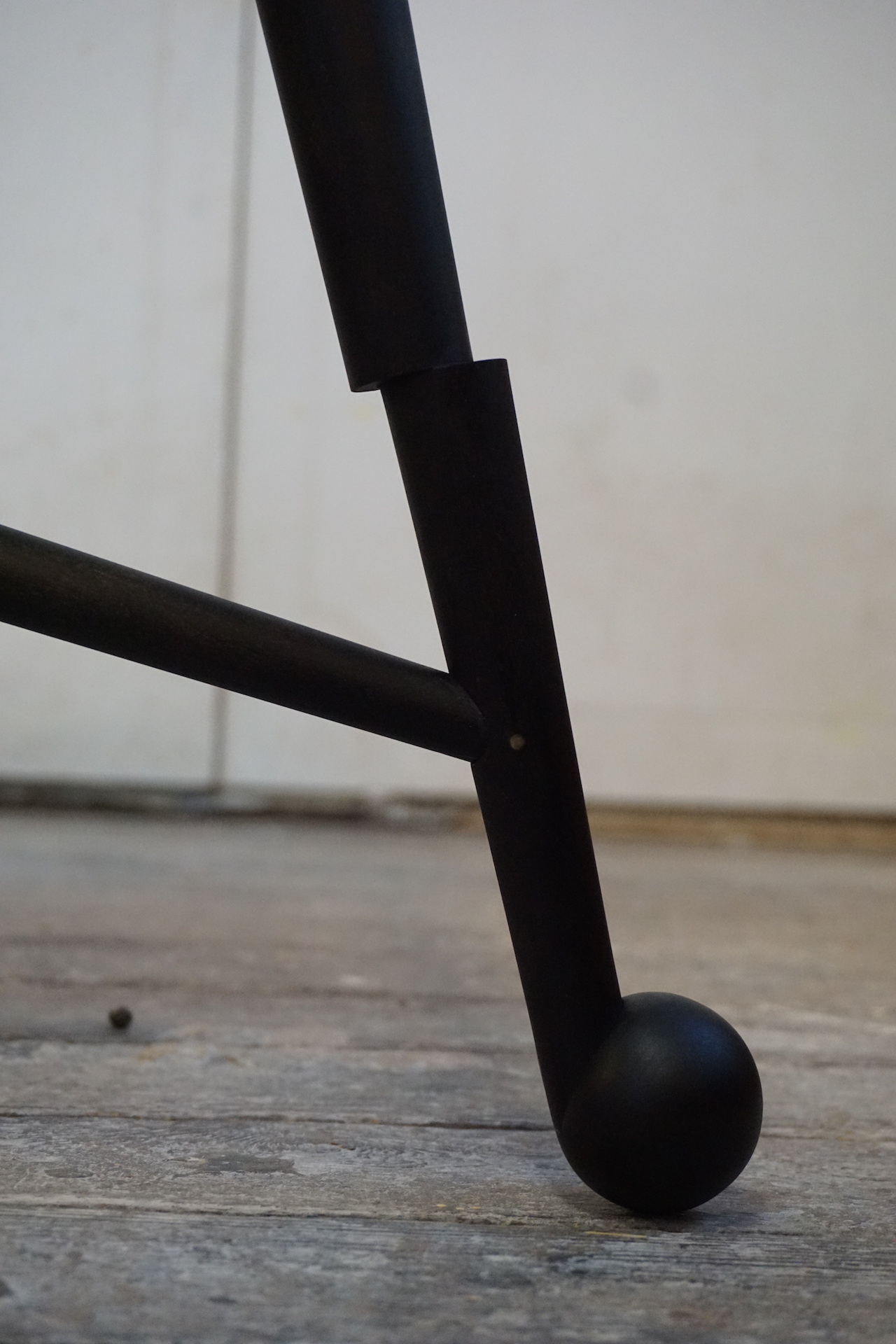 Ebonized cherry stool detail