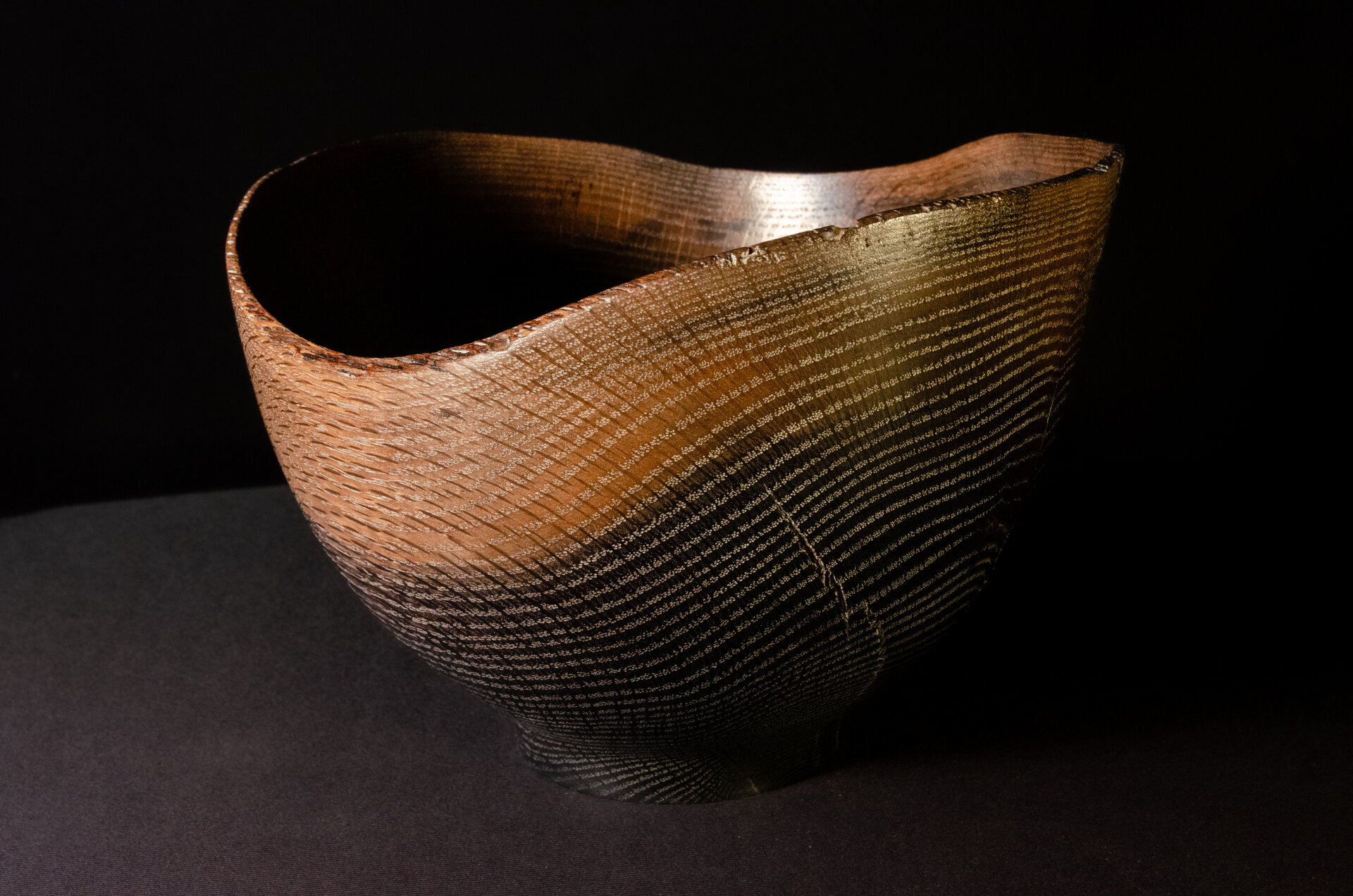 Ebonized natural edge oak bowl