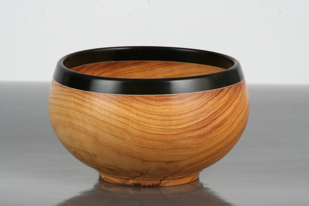Ebony rim series, olive wood bowl