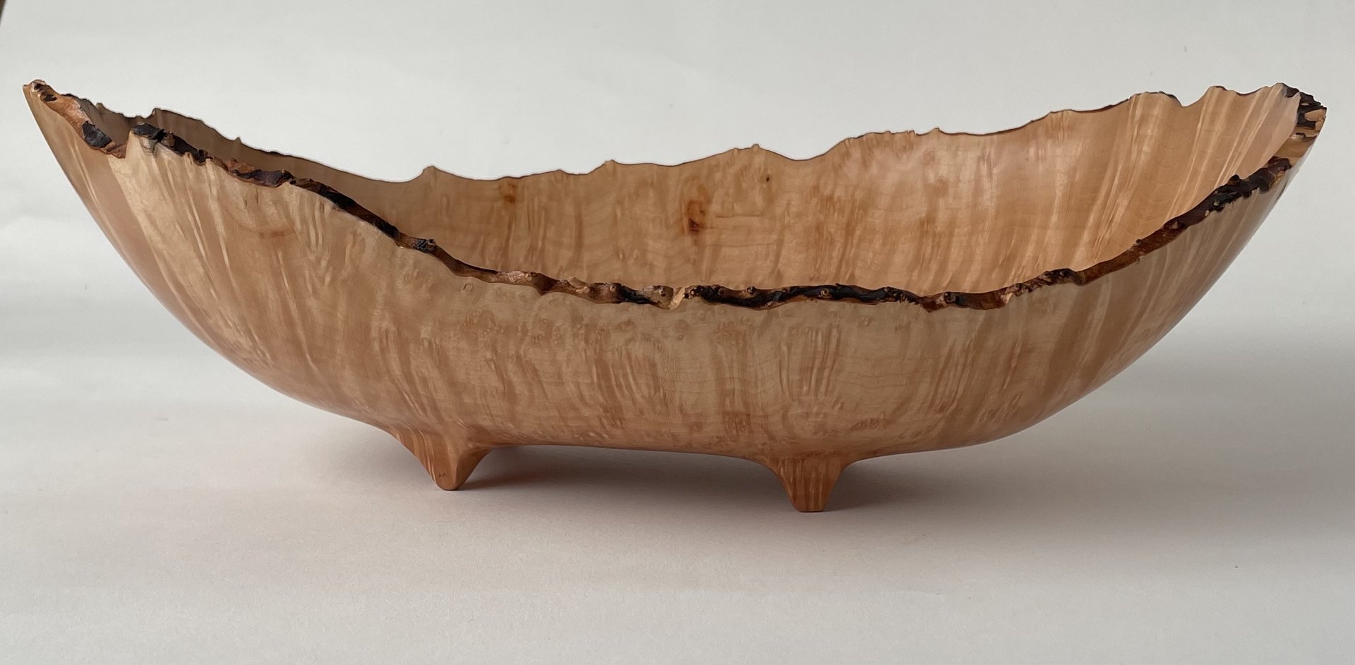 Elliptical Arbutus Burl Live Edge footed bowl