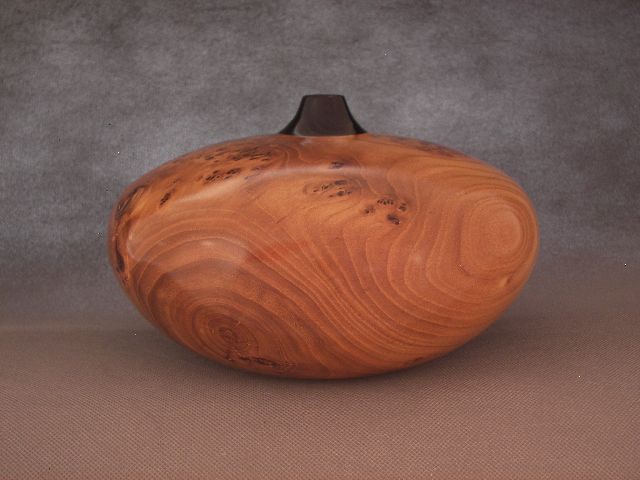 Elm Burl vessel with ebony insert