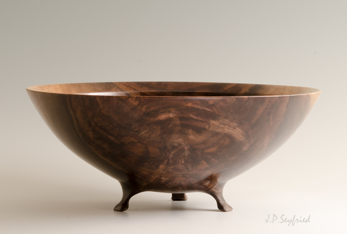 Footed Walnut Bowl