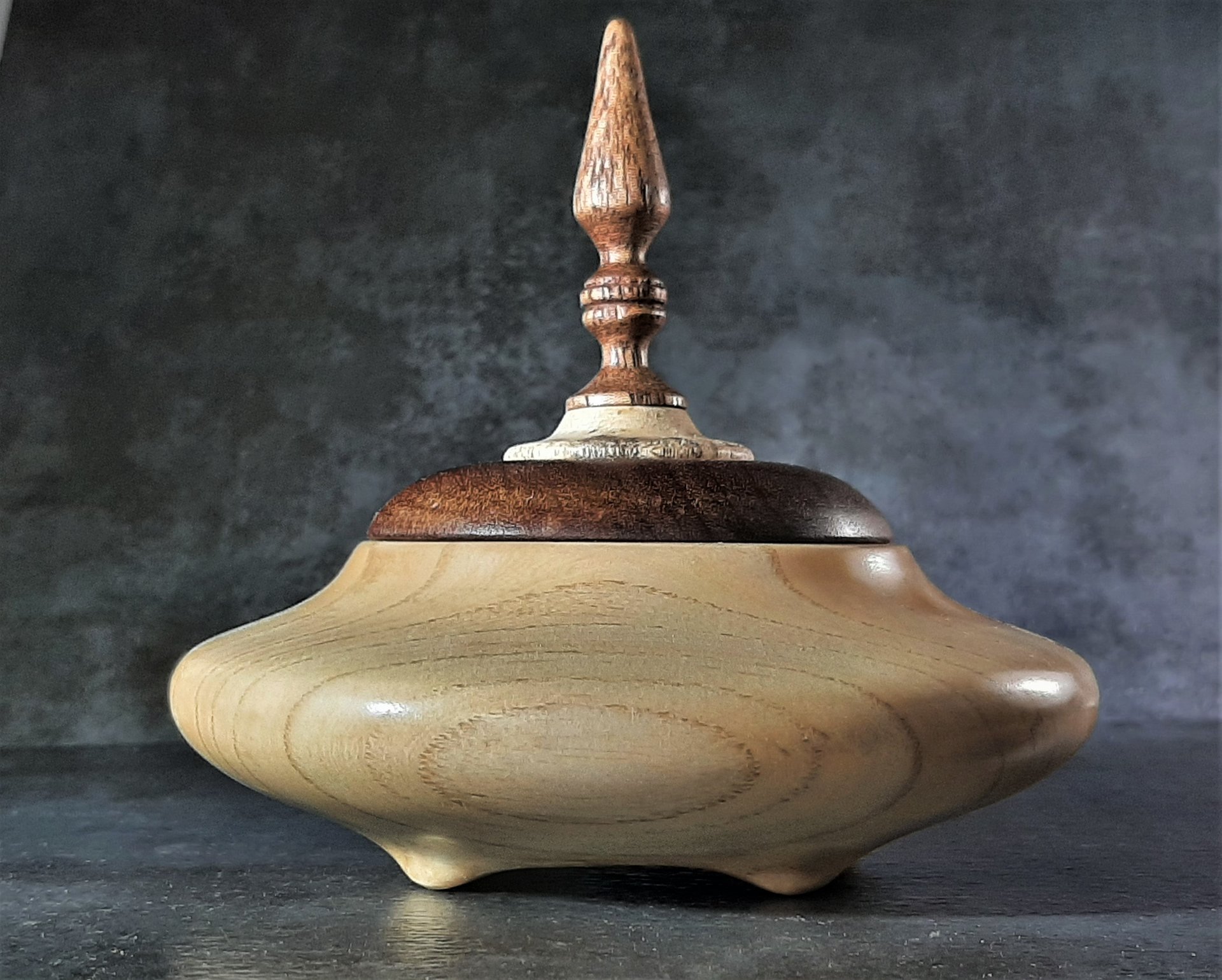 Four Footed & Lidded Ash and Sapele Vessel
