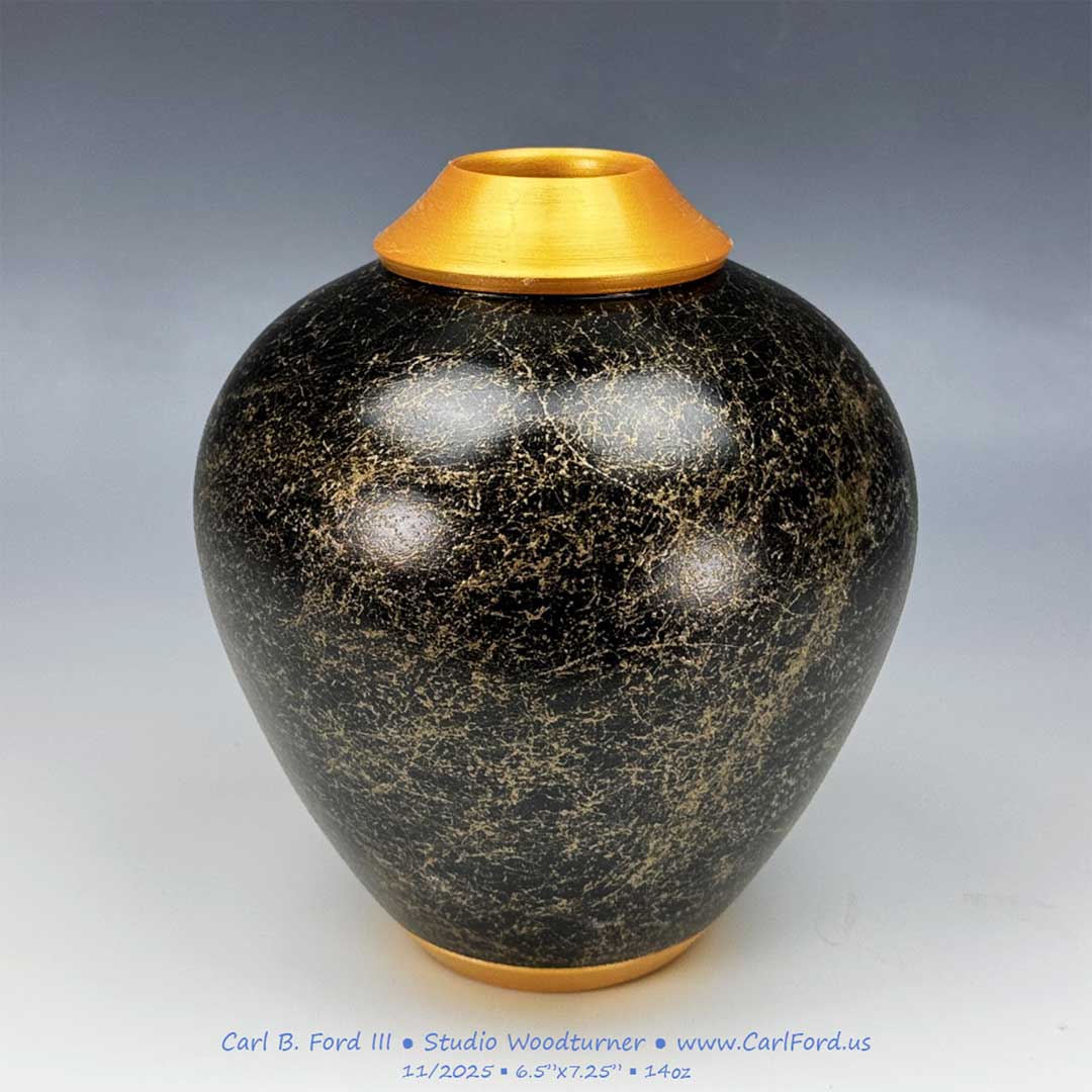 Gold Spider on Metallic Black Vase