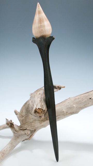 Hair stick from Gabon ebony and curly maple