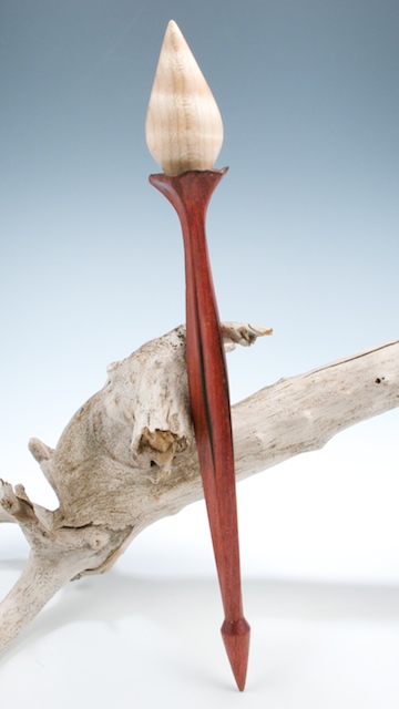 Hair stick from scorched bloodwood and curly maple