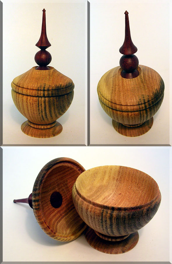 Honey Locust Purpleheart Finial Box