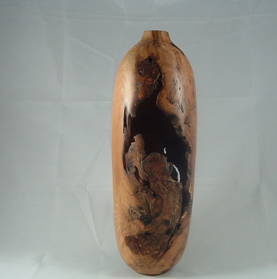 Large cherry burl hollow form, reverse